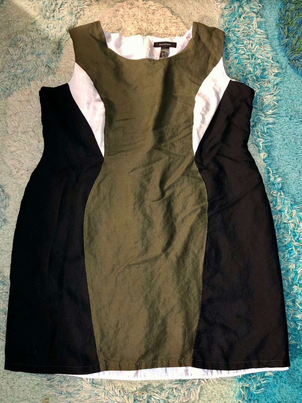 Ashley Stewart Plus 24W Colorblock Sheath Dress Sleeveless Knee Length Zip